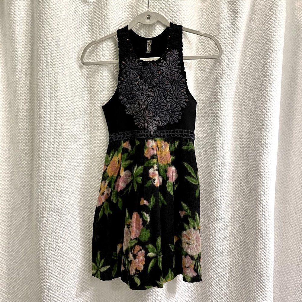 Free People Applique & Floral Wool Dress - XS